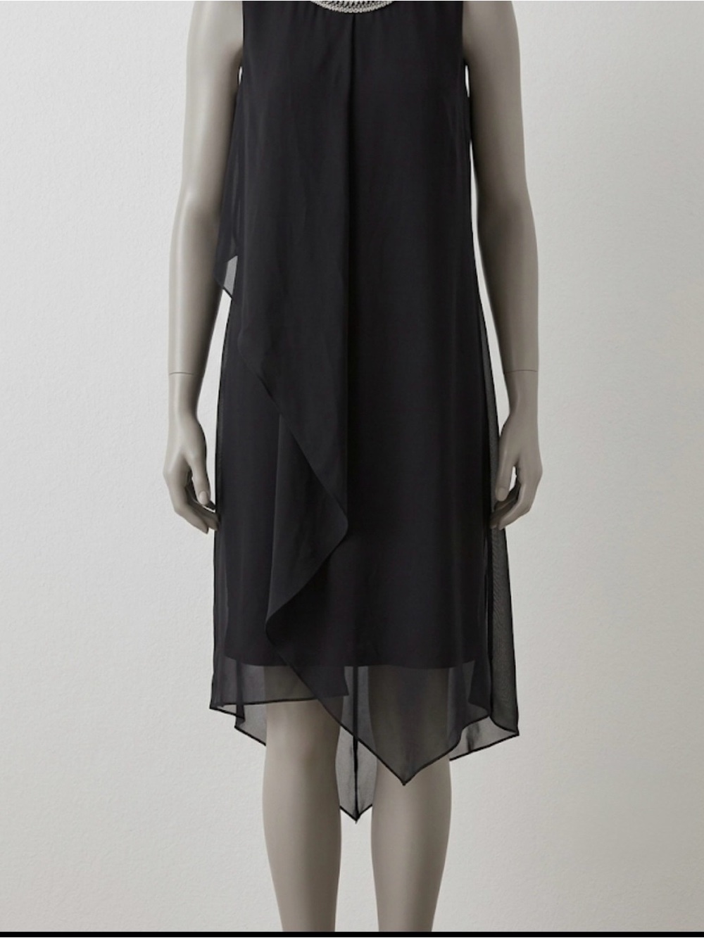 Black Sleeveless Asymmetric Chiffon Dress